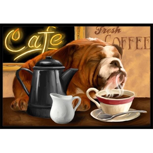 Carolines Treasures PTW2061JMAT English Bulldog Morning Coffee Indoor & Outdoor Mat; 24 x 36 in. PTW2061JMAT - main